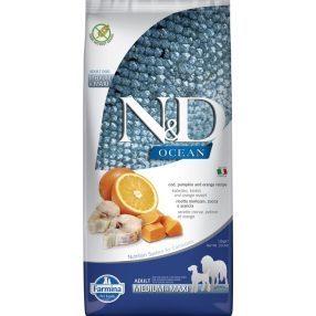   N&D DOG OCEAN TŐKEHAL, SÜTŐTÖK&NARANCS ADULT MEDIUM/MAXI 12KG