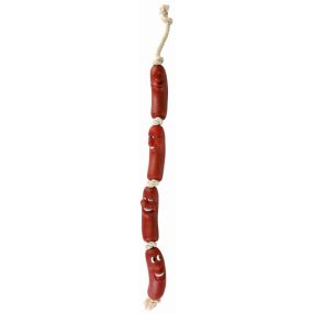 TRIXIE JÁTÉK GUMI 4 KOLBÁSZ KÖTÉLEN 75CM
