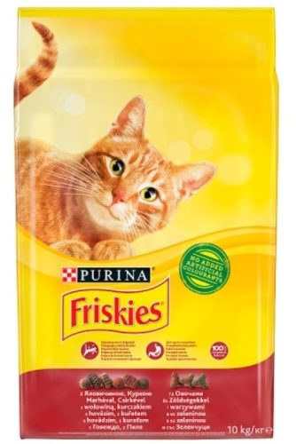 Friskies teljes értékű állateledel felnőtt macskák számára marhával, csirkével és zöldségekkel 10 kg