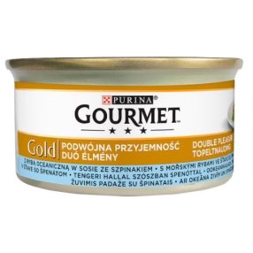   Gourmet Gold teljes értékű állateledel felnőtt macskáknak tengeri hallal szószban spenóttal 85 g